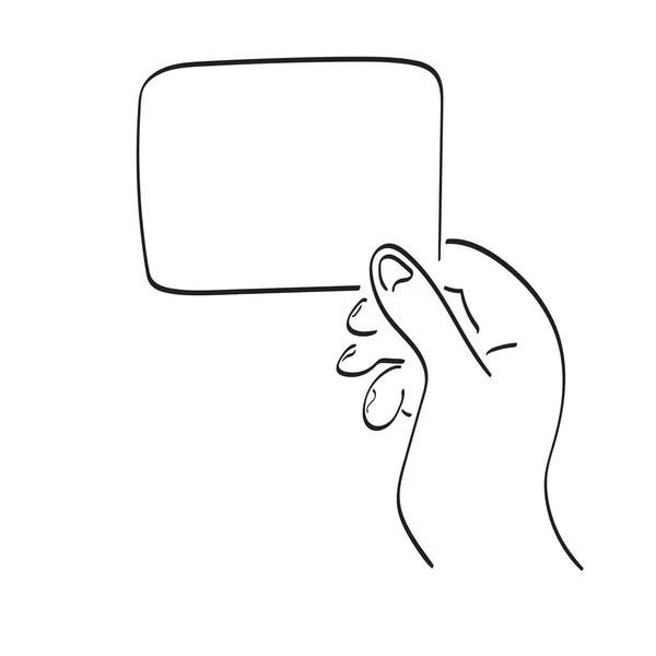 Lijn Kunst Closeup Hand Houden Blanco Papier Illustratie Vector Hand — Stockvector