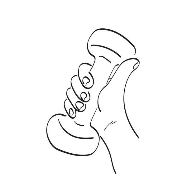 親指アップイラストベクトル手でダンベルを持って手を閉じて白い背景線画に孤立 — ストックベクタ
