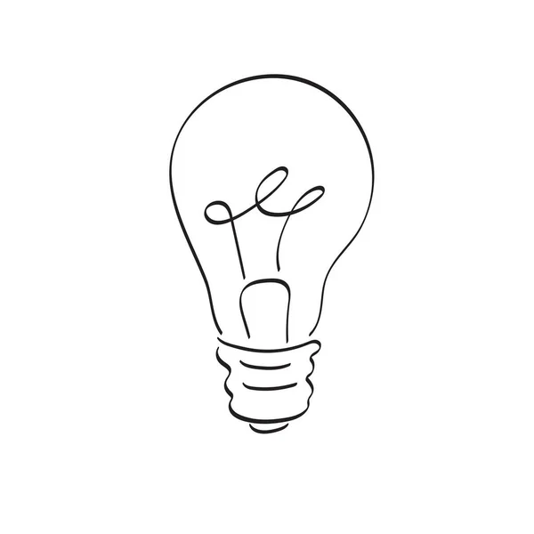 Line Art Light Bulb Illustration Vector Hand Drawn Isolated White — Stock Vector