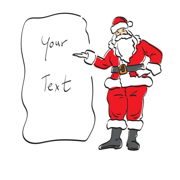 Santa Clausule Presenteren Lege Ruimte Illustratie Vector Hand Getrokken Geïsoleerd — Stockvector