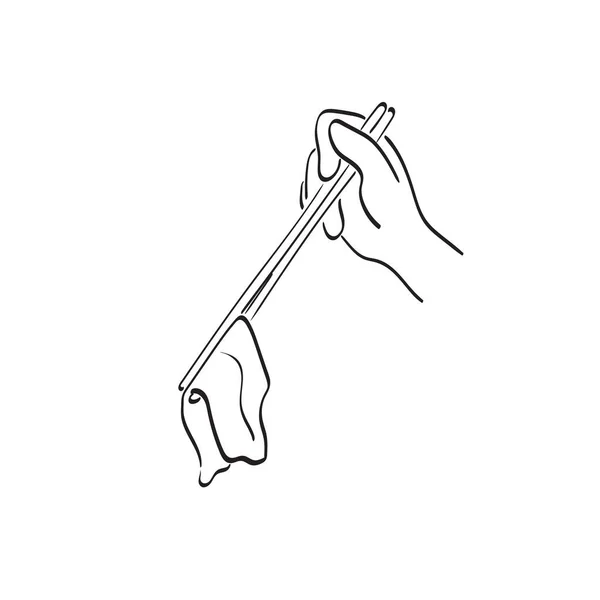 Крупним Планом Рука Використовує Палички Зберігання Ілюстрації Їжі Векторна Рука — стоковий вектор