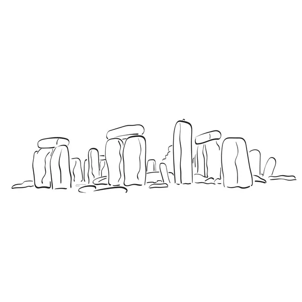Stonehenge Ilustrační Vektor Ručně Kreslené Izolované Bílém Pozadí Čáry Umění — Stockový vektor
