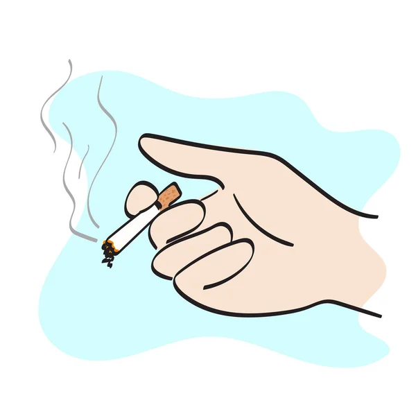 Closeup Hand Holding Cigarette Illustration Vector Hand Drawn Isolated White — Wektor stockowy