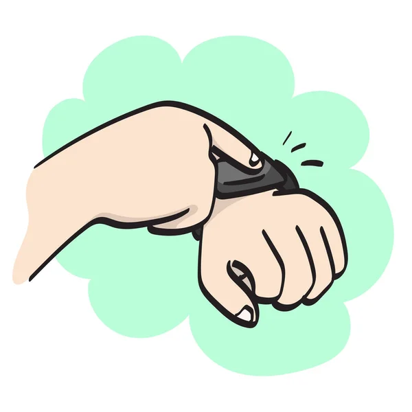 Closeup Χέρι Χρησιμοποιώντας Έξυπνο Ρολόι Εικονογράφηση Διάνυσμα Χέρι Που Απομονώνονται — Διανυσματικό Αρχείο