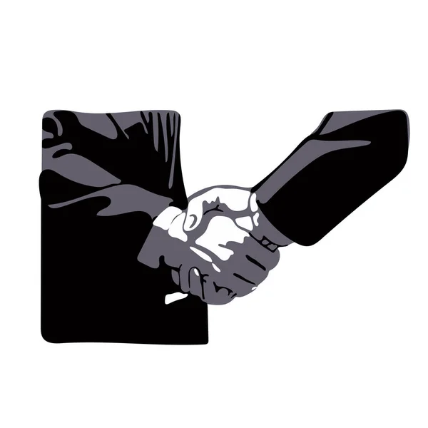 Close Handshake Empresário Ilustração Vetor Mão Desenhada Isolado Fundo Branco — Vetor de Stock
