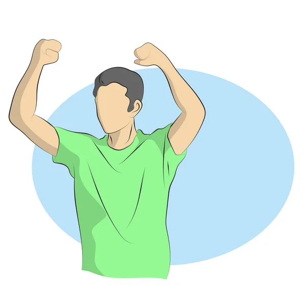 Half Length Man Raising Hands Illustration Vector Hand Drawn Isolated — Stock Vector