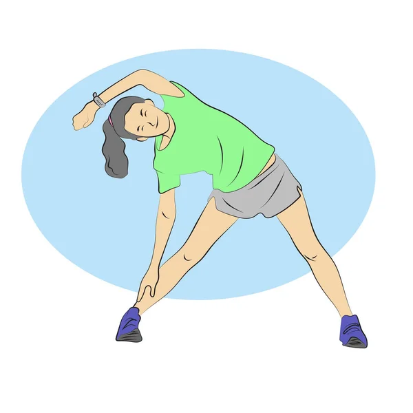 Femme Faisant Yoga Étirant Les Jambes Avant Courir Illustration Vecteur — Image vectorielle