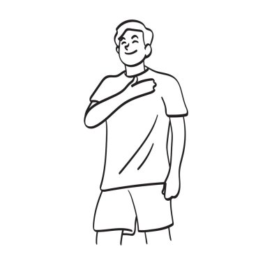 Sportif adam beyaz arka planda izole edilmiş satranç illüstrasyon vektör eliyle kutluyor.