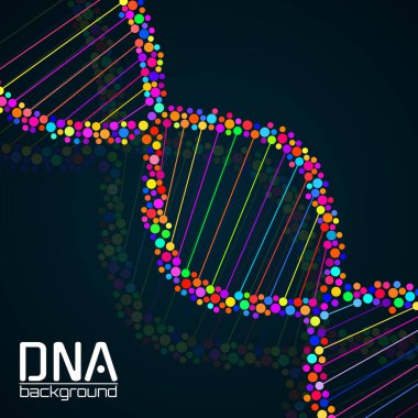 Soyut DNA sarmalı, renkli molekül yapısı, bilim konsepti. Vektör illüstrasyonu