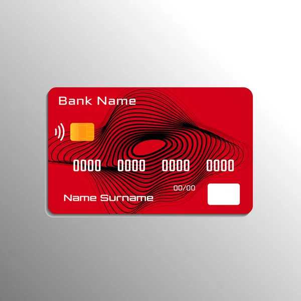 Rote Kreditkarte Mit Gestreiftem Hintergrund Vektorillustration — Stockvektor