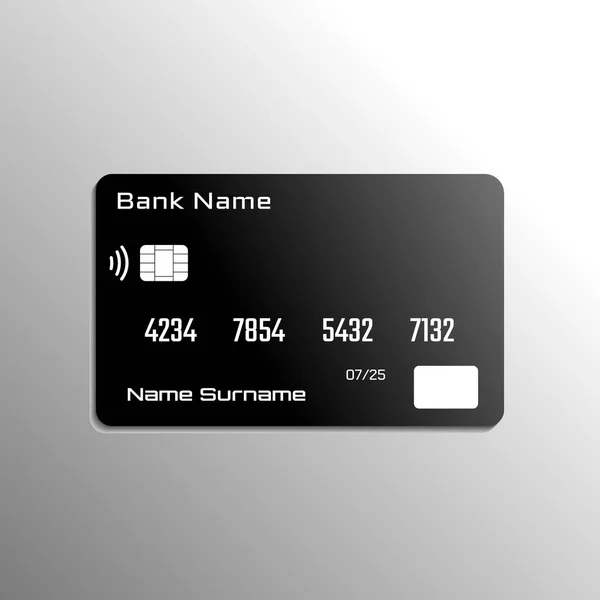 Kreditkarte Schwarz Auf Weißem Hintergrund Isoliert Vektorillustration — Stockvektor
