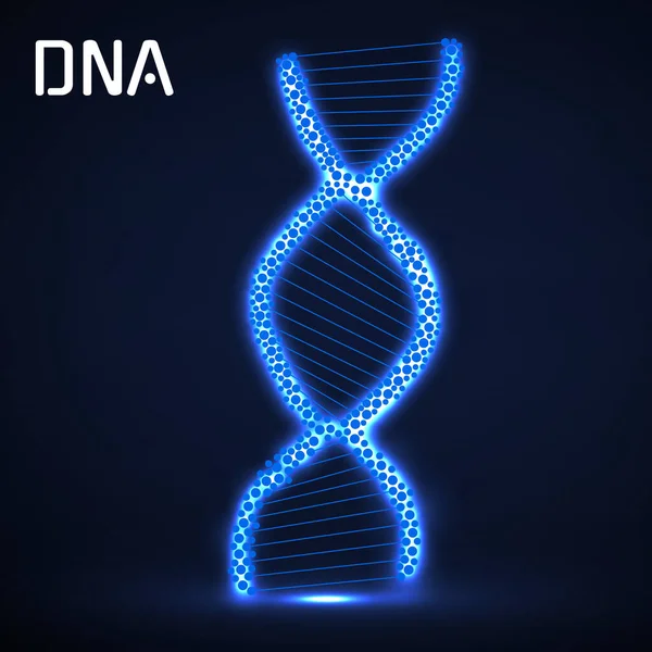 概要Dnaのネオンスパイラル 輝く分子背景と科学の概念 ベクターイラスト — ストックベクタ