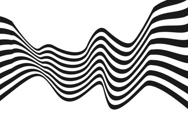 Абстрактна Чорно Біла Вигнута Смуга Лінії Хвильовий Фон — стоковий вектор