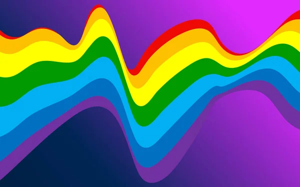 Abstrakter Farbenfroher Geschwungener Linienstreifen Welle Regenbogen Hintergrund — Stockvektor