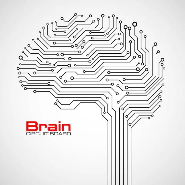 Abstrato Cérebro Tecnológico Com Placa Circuito Ilustração Vetorial — Vetor de Stock