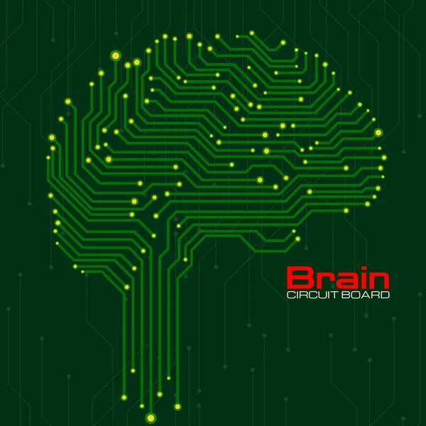 Abstrato Cérebro Tecnológico Com Placa Circuito Ilustração Vetorial — Vetor de Stock