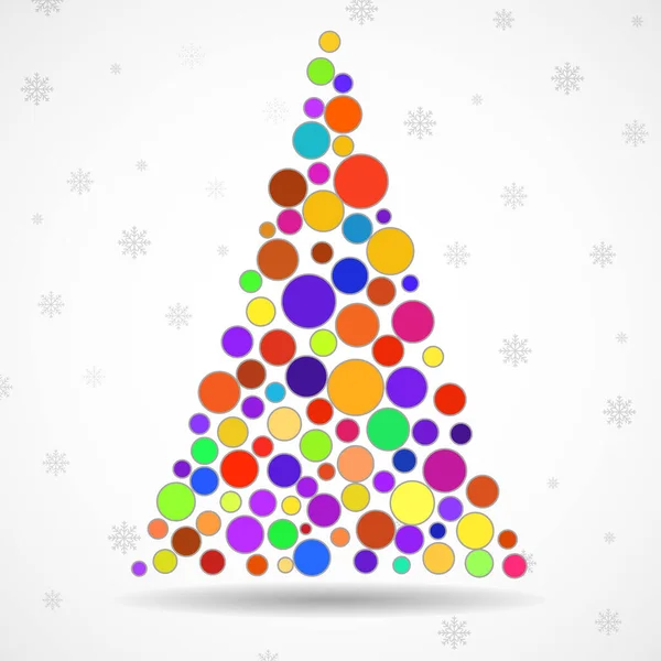 Arbre Noël Abstrait Coloré Cercles Sur Fond Blanc Illustration Vectorielle — Image vectorielle