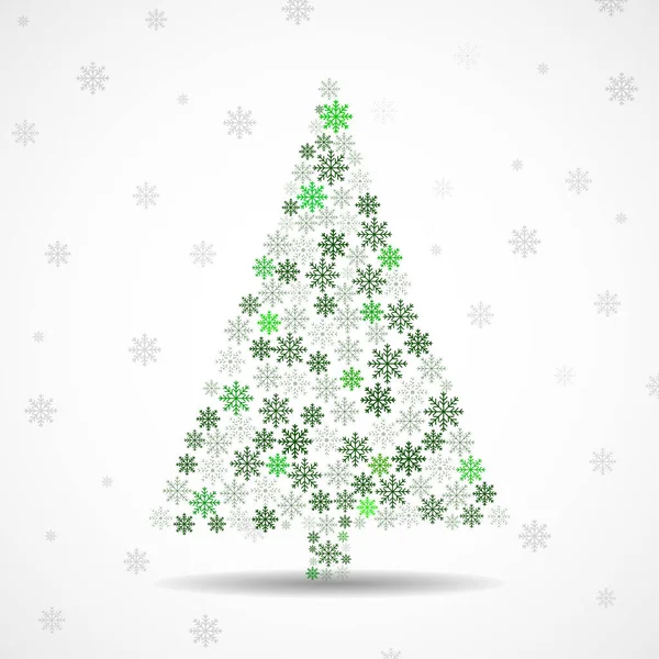 Resumen Árbol Navidad Copos Nieve Aislados Sobre Fondo Blanco Ilustración — Vector de stock