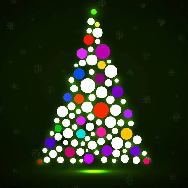 Abstraktní Neonový Vánoční Stromek Barevných Kruhů Vektorová Ilustrace — Stockový vektor