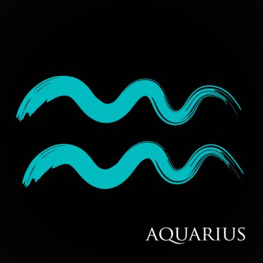 Beyaz arka planda izole edilmiş Kova burcu sembolü. Fırça darbesi Kova burcu burcu. El çizimi vektör illüstrasyonu