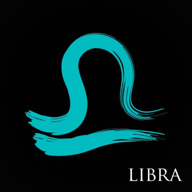 Terazi burcu sembolü beyaz arka planda izole edilmiş. Fırça darbesi Terazi burcu burcu. El çizimi vektör illüstrasyonu