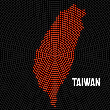 Soyut Tayvan haritası radyal noktalar, yarım ton konsept. Vektör illüstrasyonuName