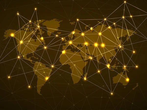 Αφηρημένος Παγκόσμιος Χάρτης Σύνδεση Δικτύου Έννοια Της Τεχνολογίας Εικονογράφηση Διανύσματος — Διανυσματικό Αρχείο