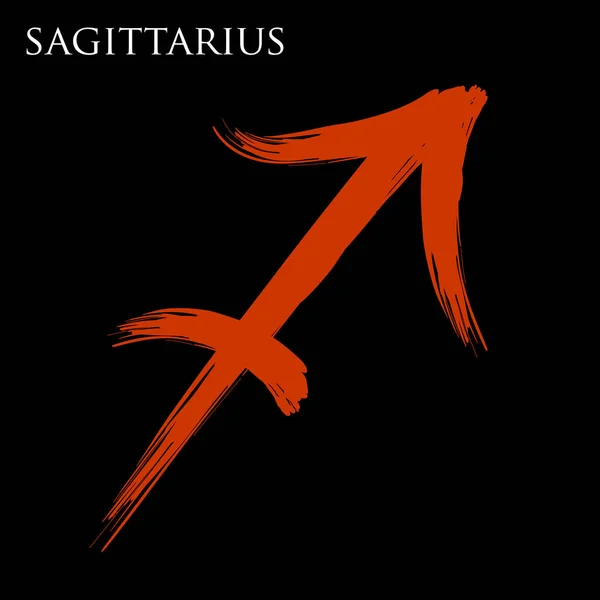 Sagittarius Zvěrokruhový Symbol Izolovaný Bílém Pozadí Tah Štětcem Střelec Znamení — Stockový vektor