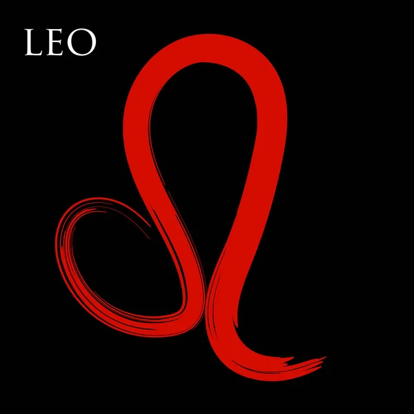 Symbol Zodiaku Leo Odizolowany Białym Tle Szczotkowy Znak Zodiaku Leo — Wektor stockowy
