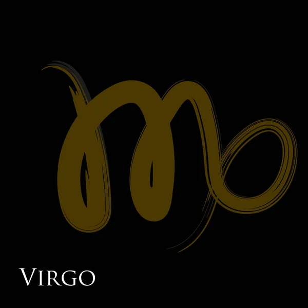 Virgo Zodiac Σύμβολο Απομονώνονται Λευκό Φόντο Πινέλο Εγκεφαλικό Επεισόδιο Virgo — Διανυσματικό Αρχείο