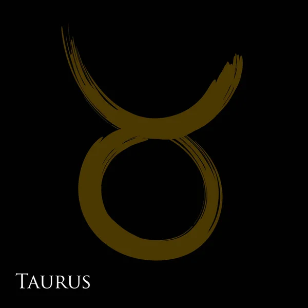 Ταύρος Zodiac Σύμβολο Απομονώνονται Λευκό Φόντο Πινέλο Εγκεφαλικό Taurus Zodiac — Διανυσματικό Αρχείο