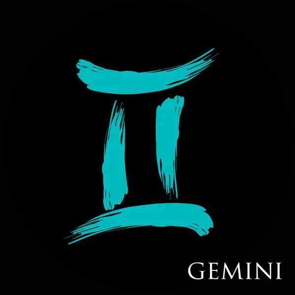 Gemini Zvěrokruh Symbol Izolované Bílém Pozadí Tah Štětcem Gemini Znamení — Stockový vektor