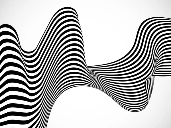 Абстрактна Чорно Біла Вигнута Смуга Лінії Хвильовий Фон Векторні Ілюстрації — стоковий вектор