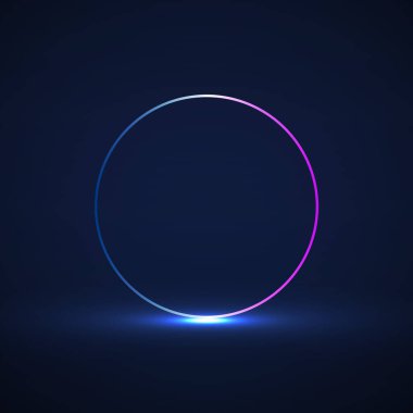 Karanlık arka planda soyut kozmik canlı renk çemberi. Vektör illüstrasyonu