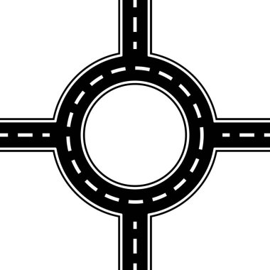 Round roundabout circle road. Roundabout road. Road circle intersection. Vector illustration