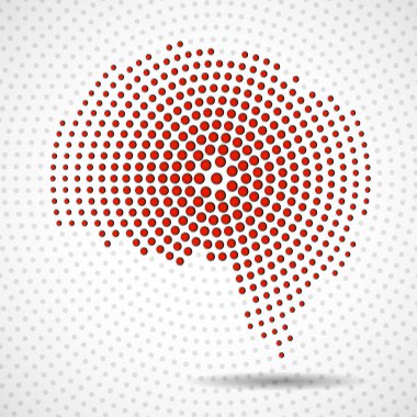 Abstract colorful brain of radial dots, creative idea