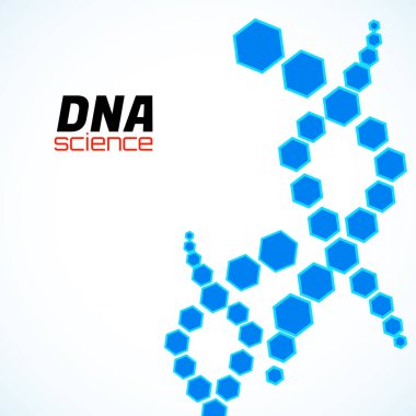Soyut DNA sarmalı, altıgen elementler. Beyaz arka planda izole edilmiş. Vektör illüstrasyonu