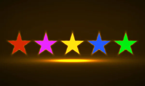 Fünf Sterne Bewertungssymbol Auf Dunklem Hintergrund Vektorillustration — Stockvektor
