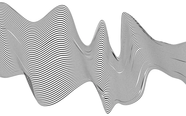 抽象的な黒と白の曲線のストライプ 波背景 — ストックベクタ
