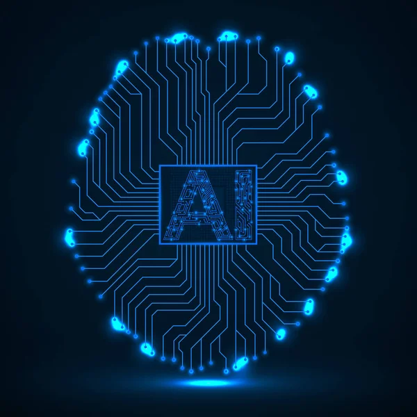 人工智能的抽象技术大脑 神经元电路板大脑 — 图库矢量图片