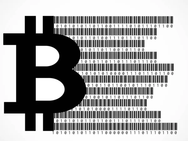 Bitcoin Consistindo Código Binário Logotipo Tecnologia — Vetor de Stock