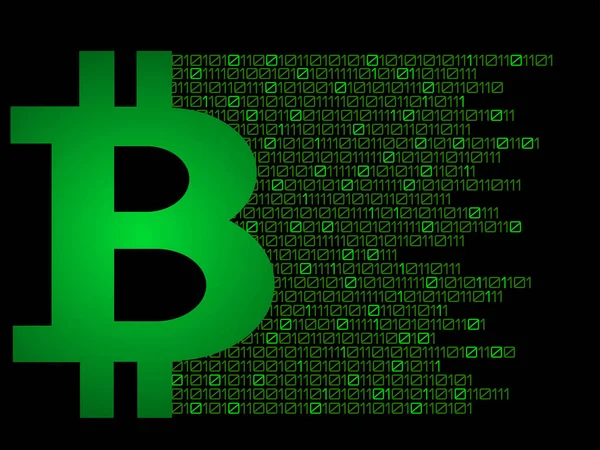 Bitcoin Consistindo Código Binário Logotipo Tecnologia Símbolo Pagamento — Vetor de Stock