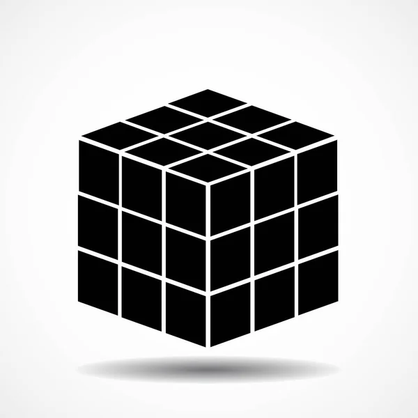 Schwarzer Rubik Würfel Auf Transparentem Hintergrund Vektorillustration — Stockvektor