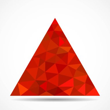 Beyaz zemin üzerinde üçgenler olan kırmızı üçgen. Geometrik logo