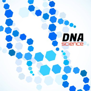 Soyut DNA sarmalı, altıgen elementler. Beyaz arkaplanda izole