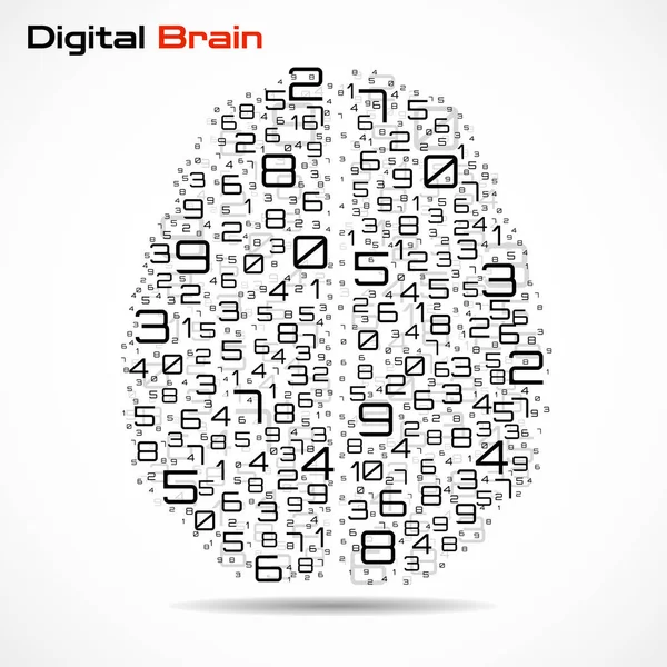Digitales Gehirn Mit Zahlen Künstliche Intelligenz Technologiehirn Vektorillustration — Stockvektor