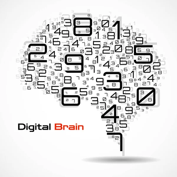 Cerebro Digital Con Números Concepto Inteligencia Artificial Cerebro Tecnológico Ilustración — Archivo Imágenes Vectoriales