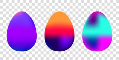 Paskalya yumurtaları beyaz arka planda izole edilmiş, rengarenk. Mutlu Paskalyalar. Vektör illüstrasyonu