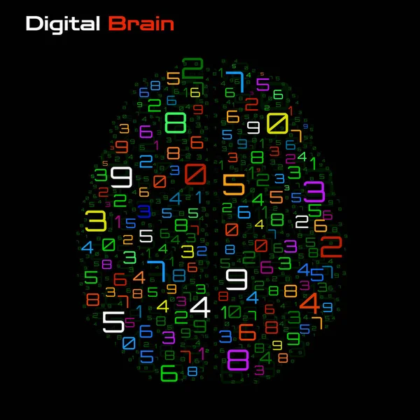 Sayılı Dijital Beyin Yapay Zeka Konsepti Teknoloji Beyni Vektör Illüstrasyonu — Stok Vektör