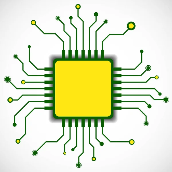 Cpu Microprocesseur Isolé Sur Fond Blanc Micropuce Circuit Illustration Vectorielle — Image vectorielle